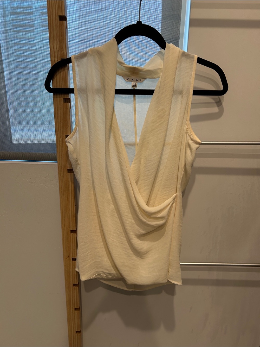 CAbi Cream Draped V-Neck Sleeveless Camisole
